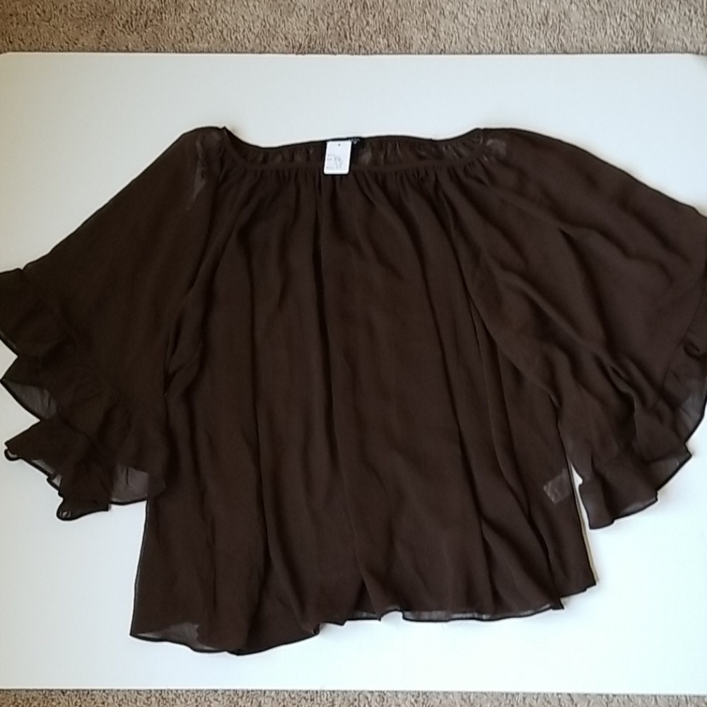 Womens OS sheer brown Basically me shirt